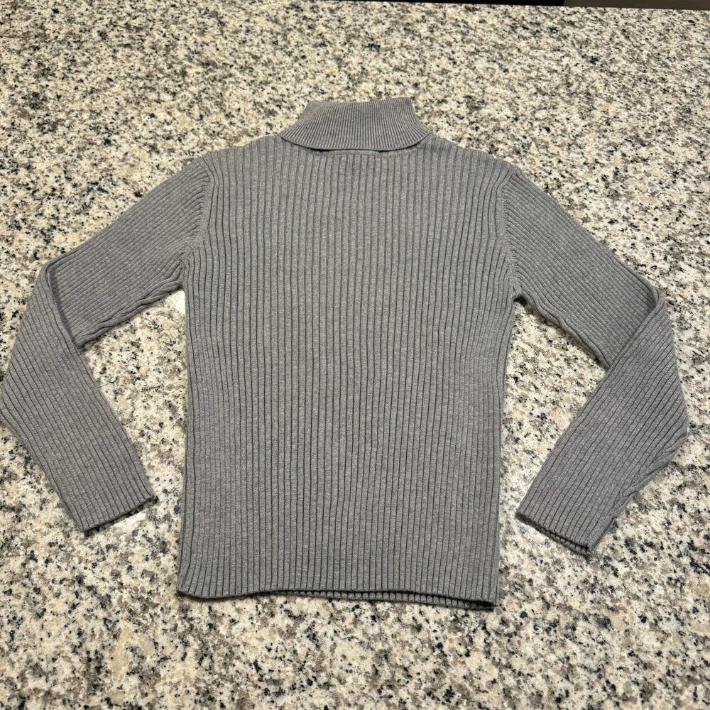 Northern Reflections Vintage Ribbed Gray Turtleneck Women's L Cotton Cozycore